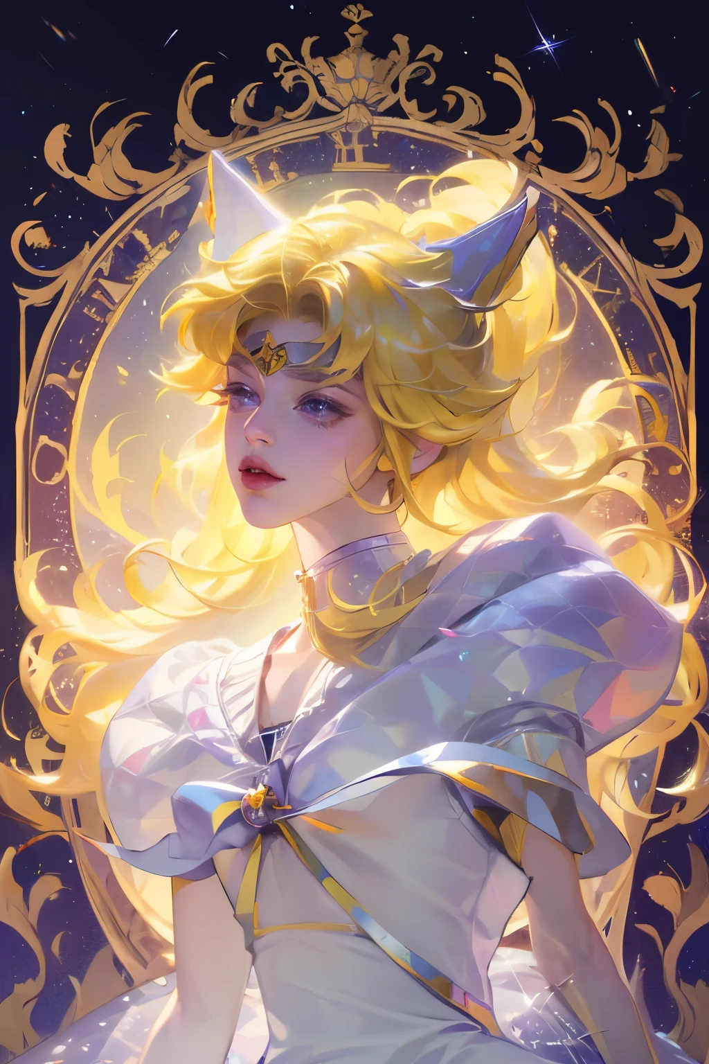 ((masterpiece)), (best quality), (Super detailed), ((Very detailed)), 4K, (8k), Sailor Moon, Long blond hair, Double tail, Sailor Moon Aesthetics, Dream Core,