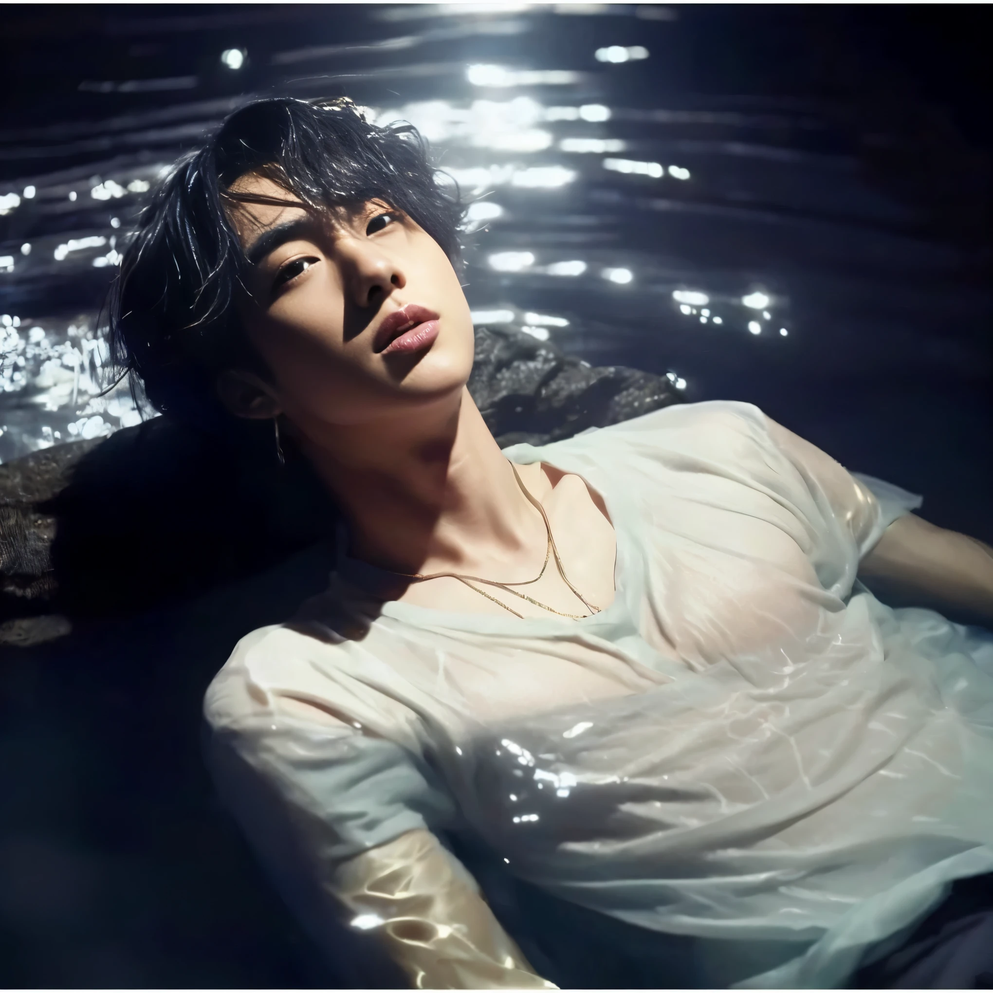 male、sexy、Wearing a kimono、good looking、BTS、Korean、Golden Ratio、Tall、Broad shoulders、Thinner eyelids、Thick lipy nose is going through、Long neck、young、night、thin jaw、Crescent-shaped eyebrows、Athletic body、Fair skin、