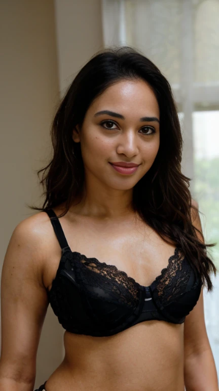 T4mm,face,Selfie style, face,showing her half body, messy long free black hair, sunlight, ((lingerie)), capturing a home-made photo from bedroom,biting her lips sexily, looking up into camera, She looks into the camera with black pupil eyes, Background is a messy middle class bedroom,half body seen, realistic, Soft, cool light filter, casting a golden glow on her face, average size,((clear forehead)), ((untoned abs)), half body, tongue out, milfy bodu

Camera Settings:
Type of Photography: Selfie, Gear: Samsung Galaxy S21, Settings: f/11, ISO 100, 1/50 sec.