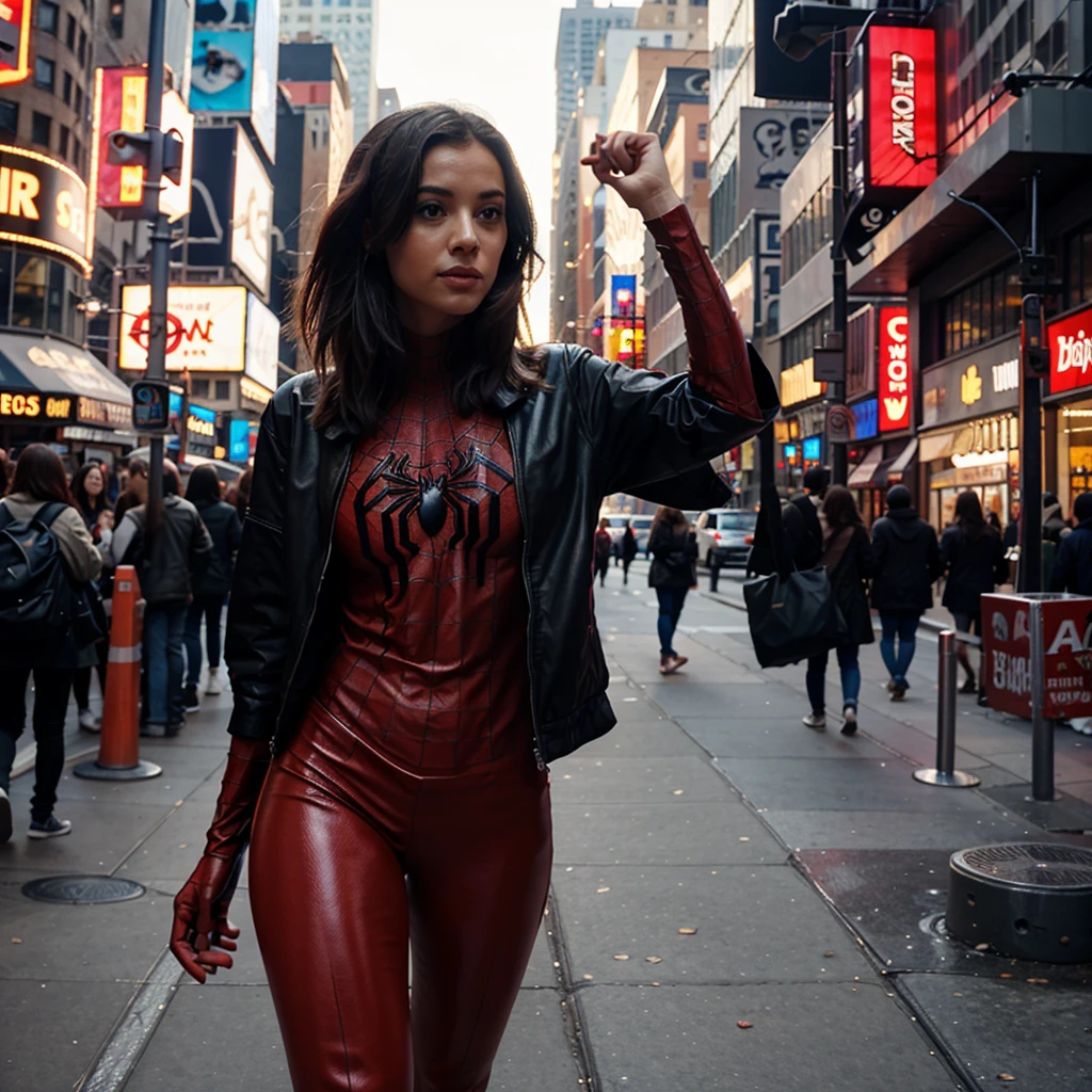 Spider girl walking in New York 