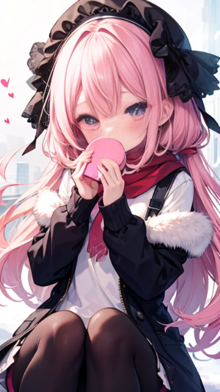 、、Shyness、blush、Embarrassing、blush、heart、spouse、love affair、Cover your mouth、Squint your eye、Snowfield、、Place your hands at your sides、Put your hands down、close ~ eye、Half Open、From the chest up、scarfを顔に被せる、please cover your face、scarf、scarfでplease cover your face、Snowfall High Resolution、Full HD、8K quality、、、Droopy eye、、、eyeのハイライト、明るいeye、澄んだeye、美しいeye、avert your eye、Embarrassing、blush、、eyeのハイライト、、、eyeのハイライト、信じられないほど美しいeye、Black tights with pink lines、、、Valentine&#39;s Day、、meeting、now、surprise、Pink Hair、Let your hair down、Straight hair、Long Hair、Black headband with pink trim、Shoulder bag、Pie Slash、Wearing a coat、cute、Zhouao Coral