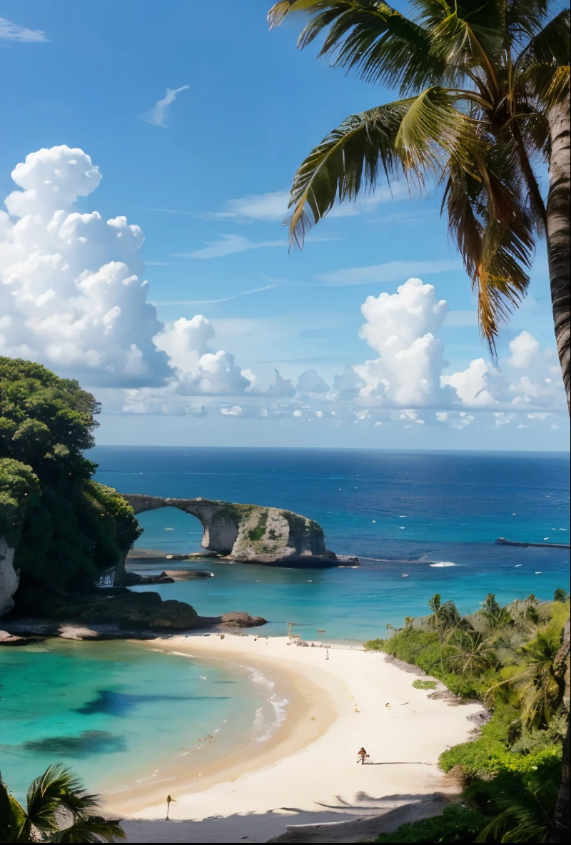 (best quality,4k,8k,highres,masterpiece:1.2),ultra-detailed,(realistic,photorealistic,photo-realistic:1.37),waterfalls,paradise,white sand,crystal clear water,natural beauty,tropical paradise,turquoise water,endless blue sky,lush greenery,sun-kissed landscape,serene atmosphere,hidden oasis,tranquil escape,sandy shores,exotic birds,tropical flora and fauna,spectacular view,refreshing breeze,relaxing paradise,untouched beauty,peaceful retreat,beauty of nature,colorful corals,majestic palm trees,gentle waves,serene beach,sunlight filtering through the trees,tropical haven,whispering leaves,dramatic cliffs,long stretch of coast,line of coconut trees,dreamy seascape,splendid natural wonders,paradise on earth