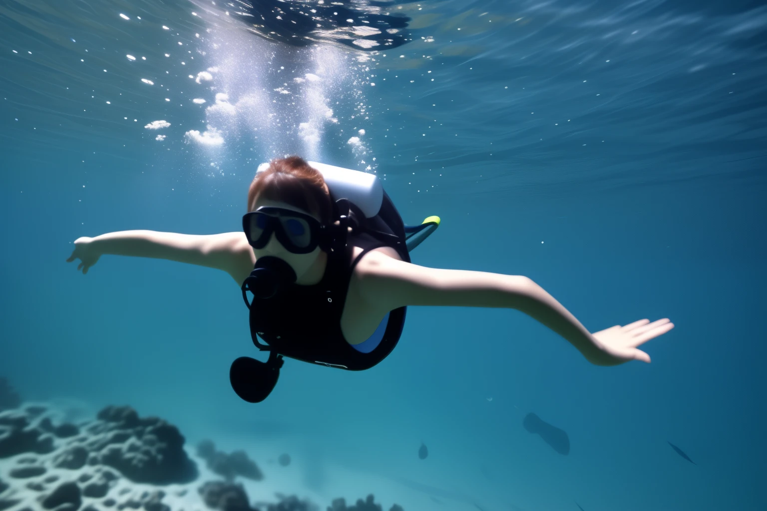 female mature diving