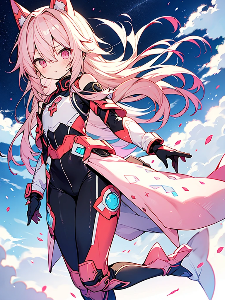 anime style shota character,1person,hyper pretty shota wearing ultra cute Combat body suit,shota is flat body,pale pInk long hair,cross-dressing,