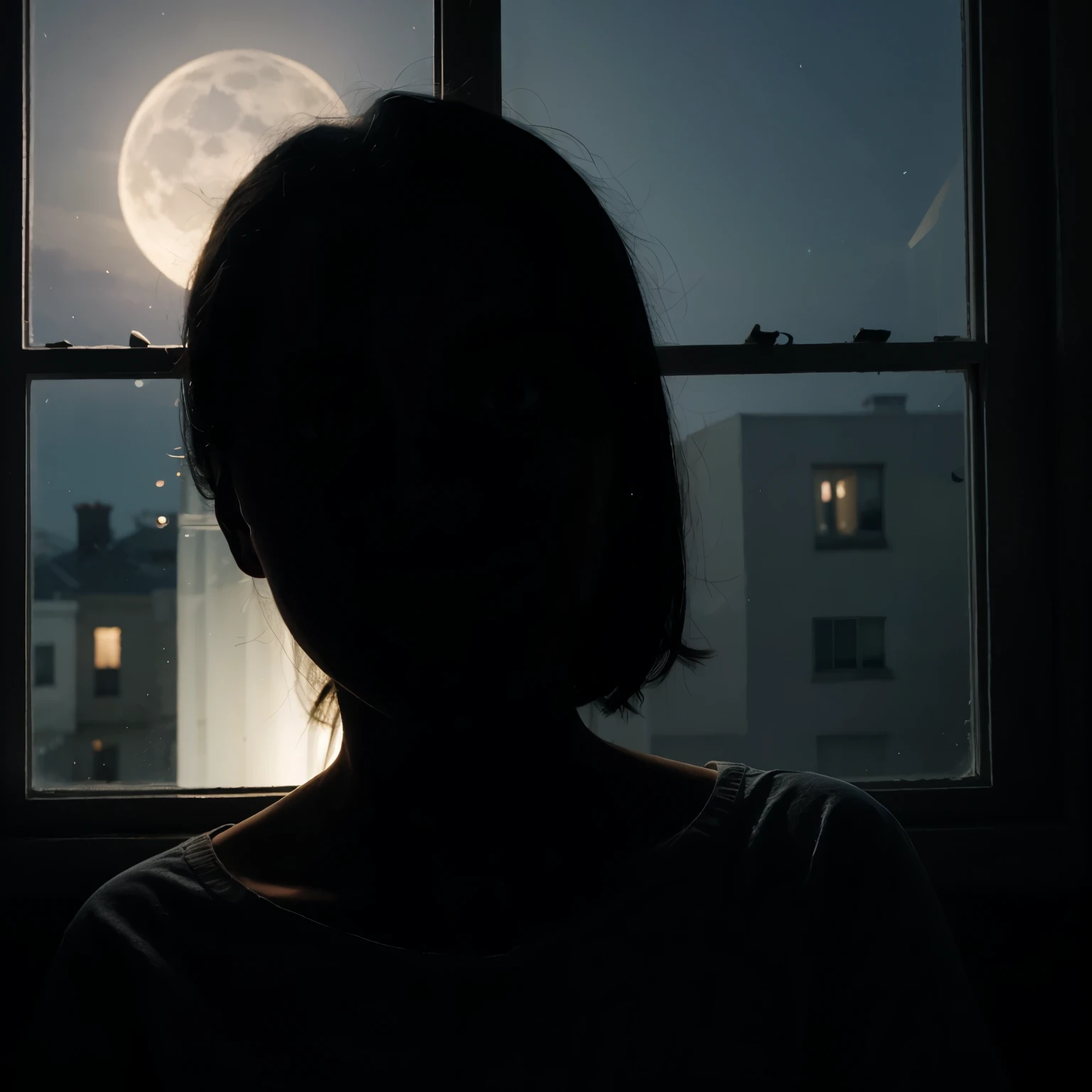  with the moonlight a terrifying shadow on the window