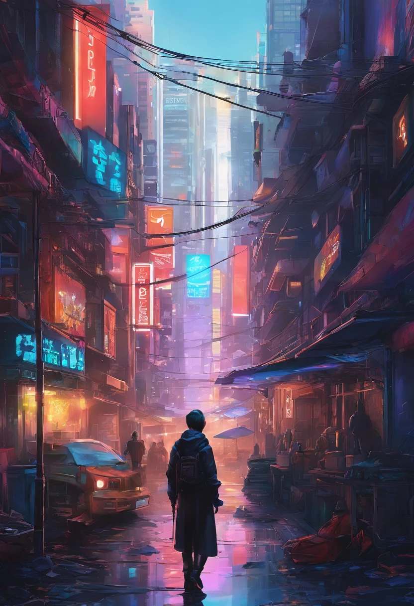 A bustling cyberpunk city at night, with the style of raw cyberpunk. The city is filled with neon lights, towering skyscrapers, and bustling crowds. The streets are crowded with futuristic vehicles, flying drones, and holographic advertisements. The cityscape is illuminated by the vibrant glow of neon signs reflecting off the rainy streets below. The buildings are covered in gritty textures and weathered surfaces, giving them a raw, industrial look. The atmosphere is filled with a sense of anticipation and intrigue, with mysterious figures lurking in the shadows and shady dealings happening in the back alleys. The colors are predominantly dark and moody, with splashes of vibrant neon hues. The lighting is dramatic and dynamic, with bright highlights and deep shadows. The overall mood is edgy and futuristic, capturing the essence of the cyberpunk genre. The level of detail is extremely high, with every intricate element of the cityscape meticulously rendered. The image quality is of the best possible quality, with ultra-detailed textures and realistic lighting effects. The final result is a masterpiece that transports viewers into a thrilling cyberpunk world. [HDR, UHD, studio lighting, ultra-fine painting, sharp focus, physically-based rendering, extreme detail description, professional, vivid colors, bokeh]