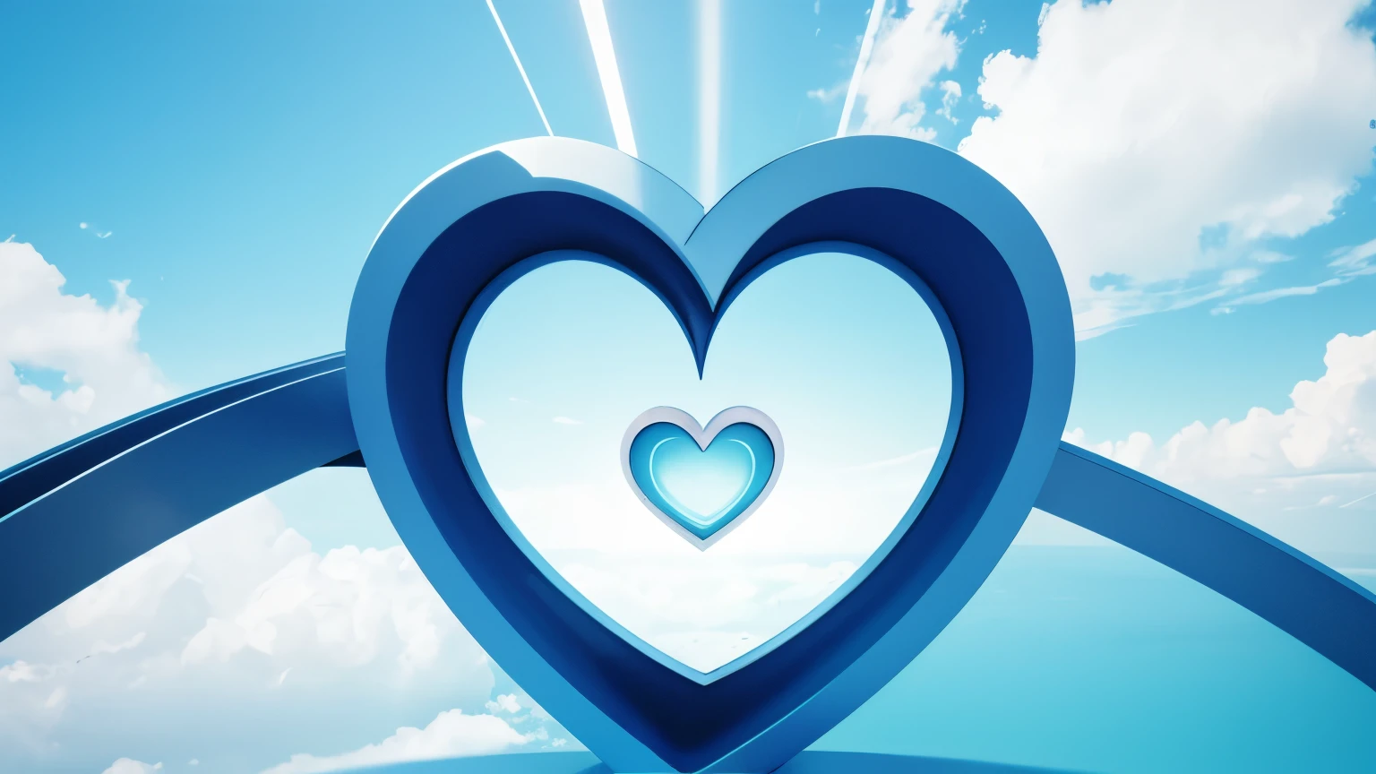 A heart, soft blue background, technology
