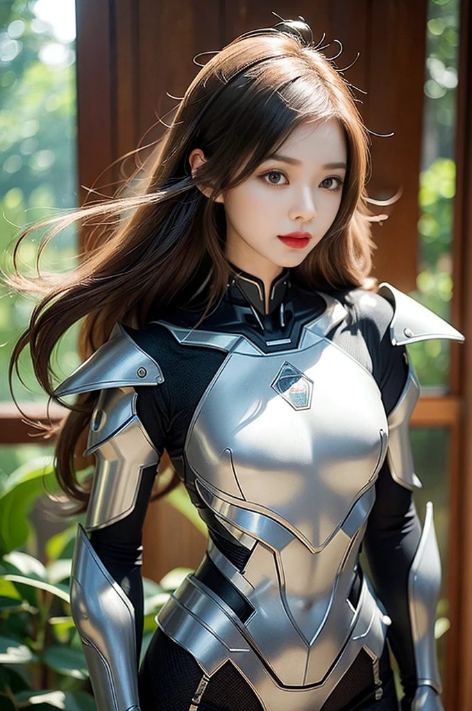 Top quality work, Photorealistic works,Ultra Premium Graphics,8K HD CG works,High-quality graphics,High-definition fine CG works,10x pixel,Ultra-fine details:1.1,Advanced technical details:1.1Photographically realistic,Indoor lighting effects:1.5,Natural light:1.5. light effect(Virtual Light Effects:1.8),超A high resolution ,Transparent hair,High Detail Hair(Premium Hair Detail:1.1)Clear eyes,Good looking double eyelids,Sharp eye makeup, Delicate makeup for eyelashes, Thin eyebrows, ultradetailed eyes,High Nose, lovely red lips, Rose cheeks, Face with delicate makeup , Pretty Face, A perfectly proportioned face,(Advanced facial details:1.1), Women's Artwork,full-body view,Goddess of Dress,,amazing,Today's eyes are bright crafted woman in a futuristic suit holding a sword and a sword, Cute cyborg girl, Girl in Mecha Cyber Armor, beautiful white girl cyborg, gynoid cyborg body, perfect android girl, Perfect Anime Cyborg Woman, Beautiful girl cyborg, Cyborg girl, cyborg - girl with silver hair, armor girl, beautiful alluring female cyborg