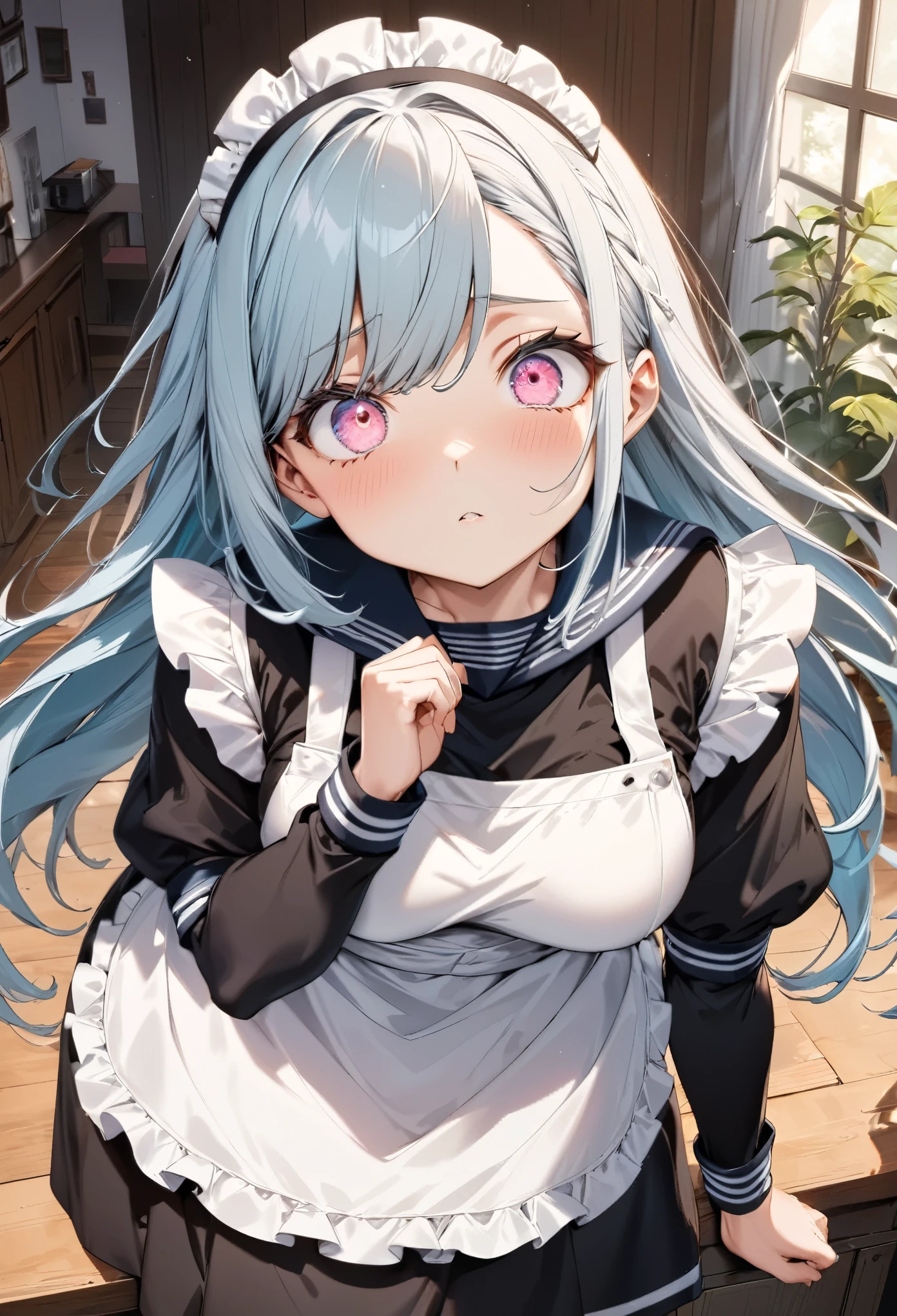Striped,Highest quality,undress Sailor covered in translucent slime and sweat, (eating an rice)