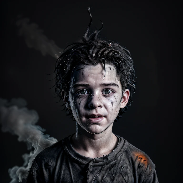 A comedy about a boy covered in soot, with his clothes on fire, his hair standing on end, and in tatters.