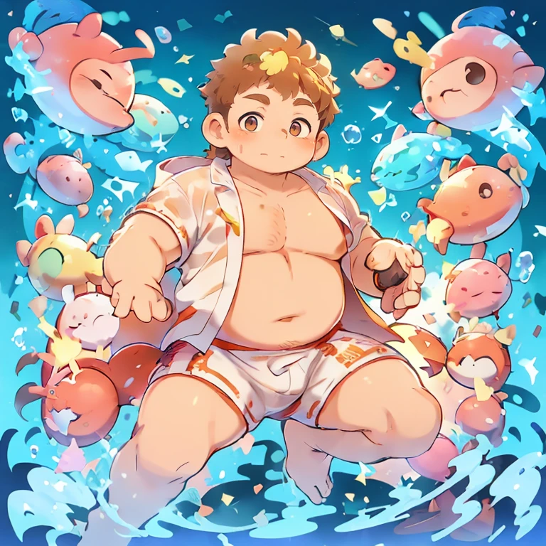 Chubby, fat, voluptuous, male, yukata, anime, illustration