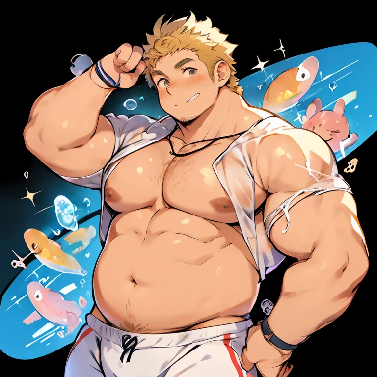 Chubby, fat, voluptuous, male, anime, illustration