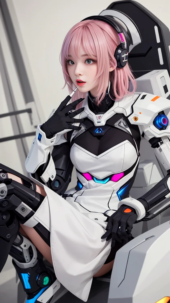 (masterpiece, best quality), Intricate details,
1 Girl, Aira_White bird_(taste), Pink Hair,
Riel Mech, Robotic Arm, electric wire, piston, , Prosthesis,