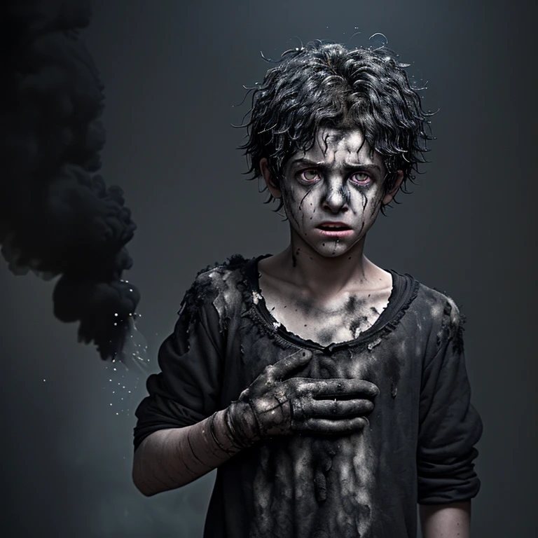 A comedy about a boy covered in soot, with his clothes on fire, his hair standing on end, and in tatters.