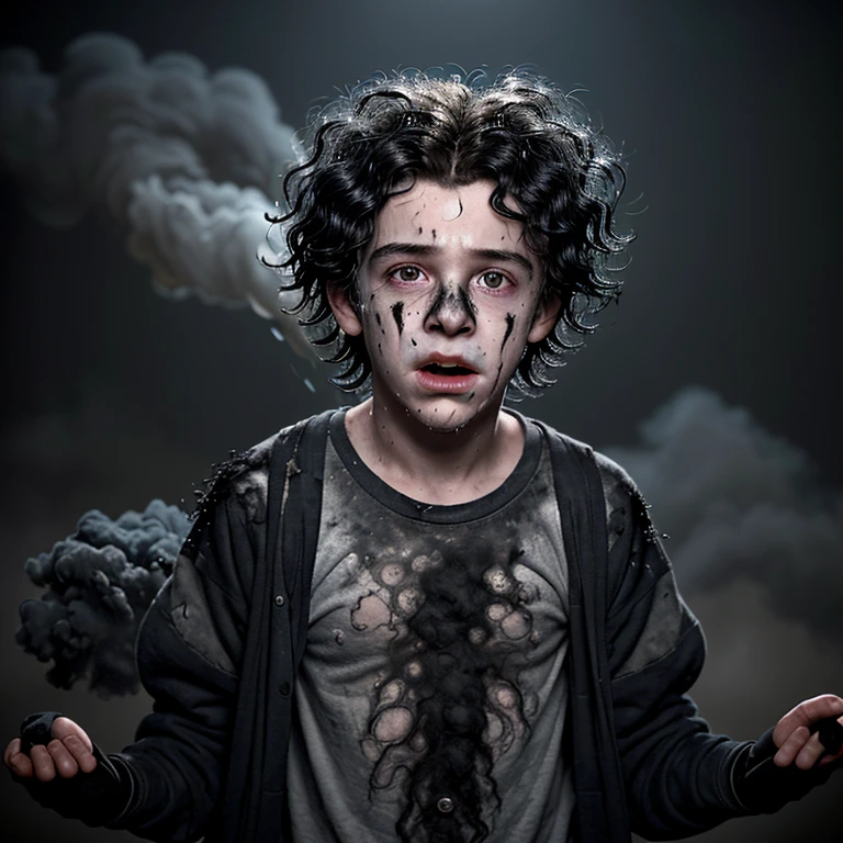 A comedy about a boy covered in soot, with his clothes on fire, his hair standing on end, and in tatters.