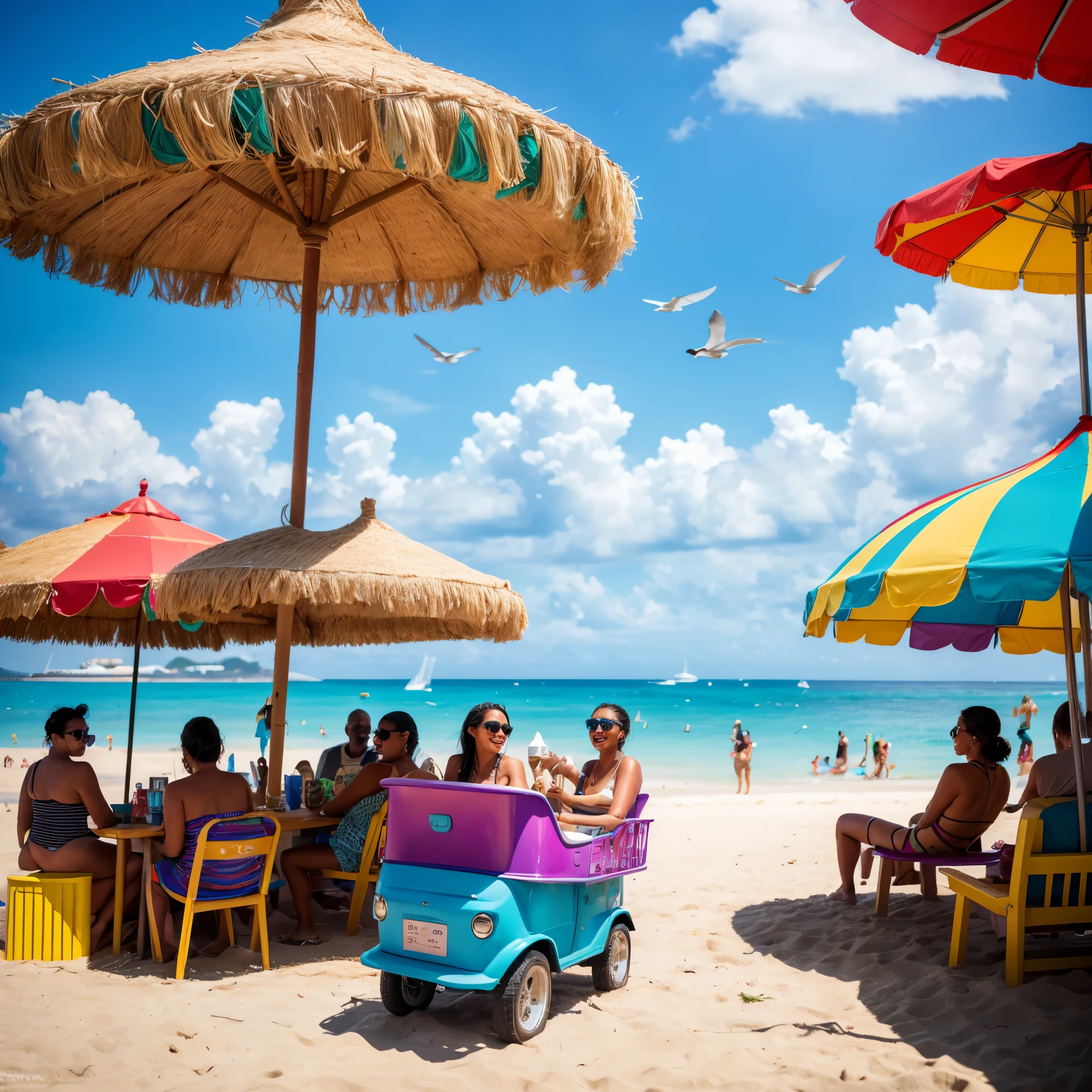 (best quality,4k,8k,highres,masterpiece:1.2),ultra-detailed,(realistic,photorealistic,photo-realistic:1.37),Aliens,woman sunbathing,Coney Island boardwalk,extraterrestrial visitors,relaxing atmosphere,seaside view,amazing sunny day,vibrant colors,beach umbrellas,sunscreen,seagulls flying overhead,lively crowd,enjoying summer,smiling faces,lounging chairs,sunglasses,ice cream carts,people swimming in the ocean,beach towels,sandy beach,cool breeze,ferris wheel in the background,colorful buildings,refreshing drinks,playful waves,laughters,floating clouds,relaxation,fun moments,coconut trees,carnival games,lively music,dream-like scenery,perfect summer getaway,joyful experience,memorable holiday,adventure,unforgettable memory