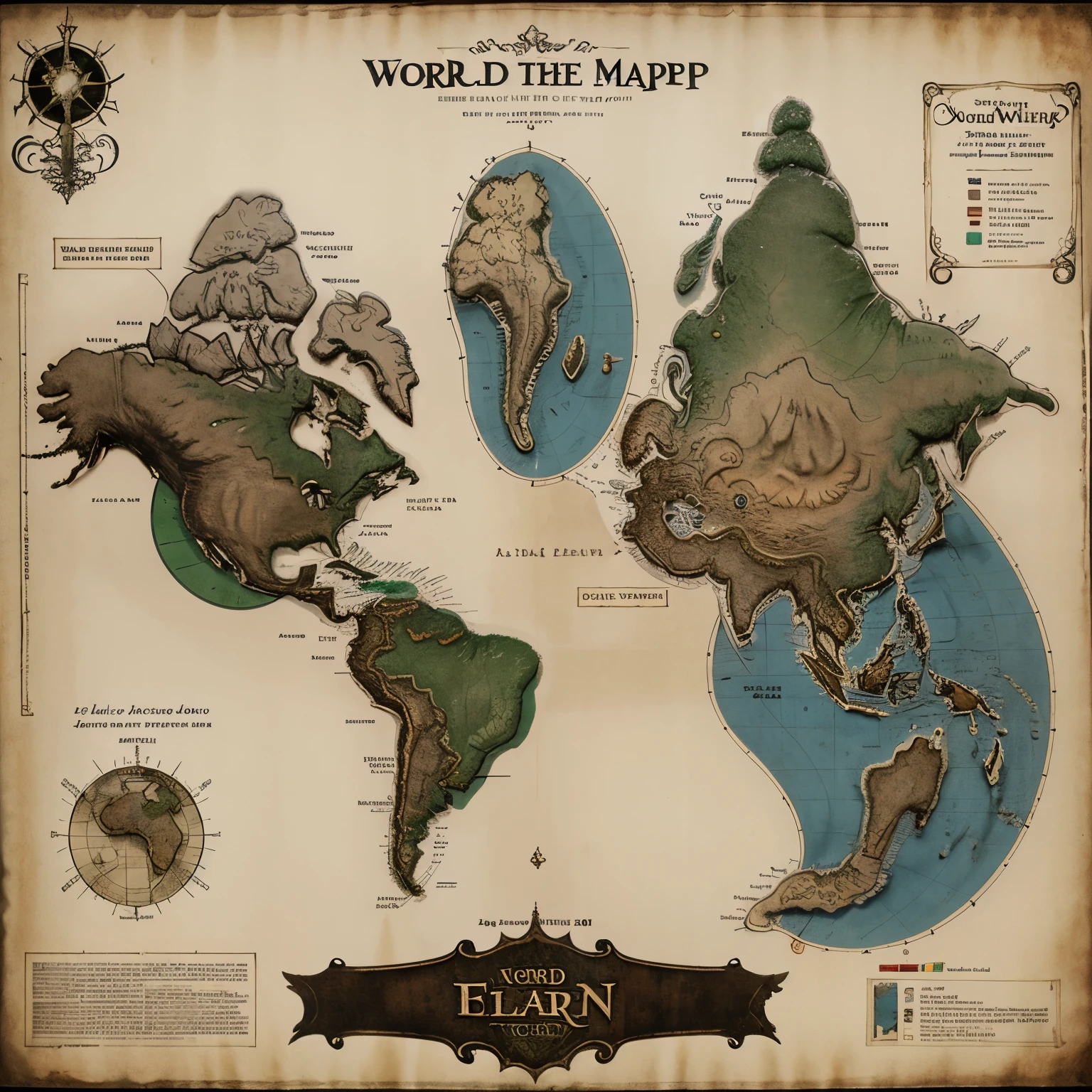 world map fantasy, medieval, lord of the ring style