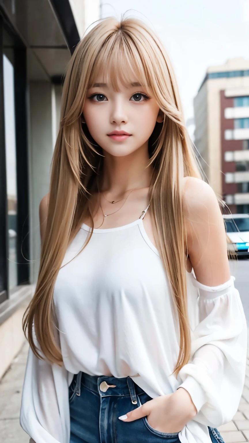Sexy big 、18 year old beautiful girl sexy cute looks and cute, beautiful and sexy face、A strong wind blows my hair in front of my face、Beautiful long blonde straight hair with beautiful cute and sexy eyes hidden in her long bangs