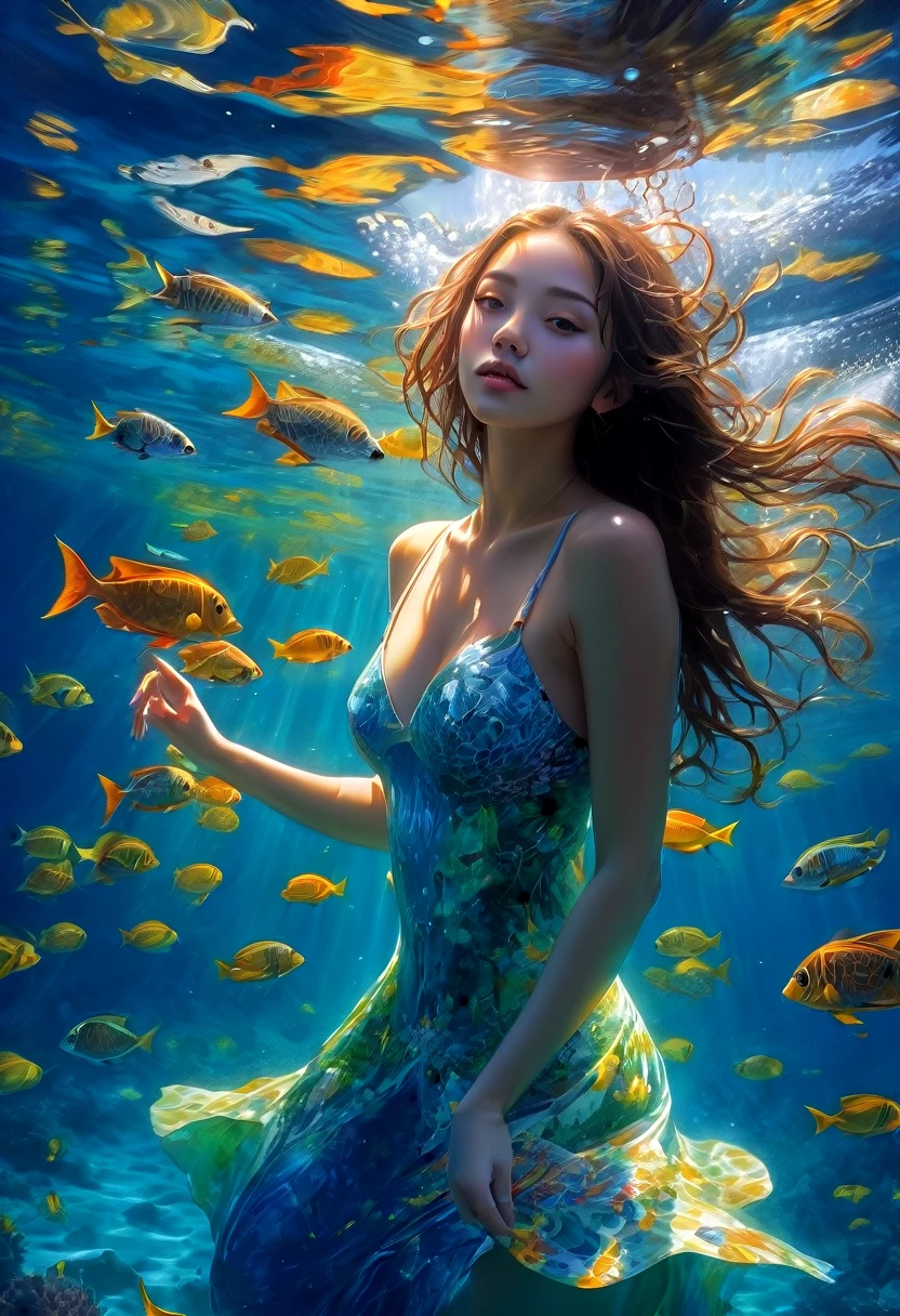 masterpiece, best quality, high quality, high resolution, 1girl, solo, underwater world