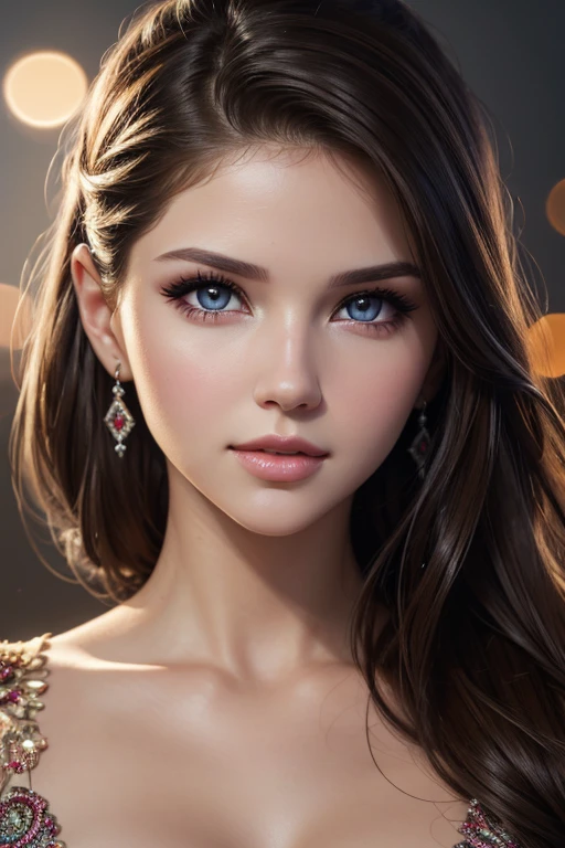 (best quality,4K,highres),beautiful detailed eyes,beautiful detailed lips,extremely detailed eyes and face,longeyelashes,1girl,portrait,professional,studio lighting,vivid colors,bokeh,medium:oil painting,dreamy colors,soft lighting,Amanda Cerny