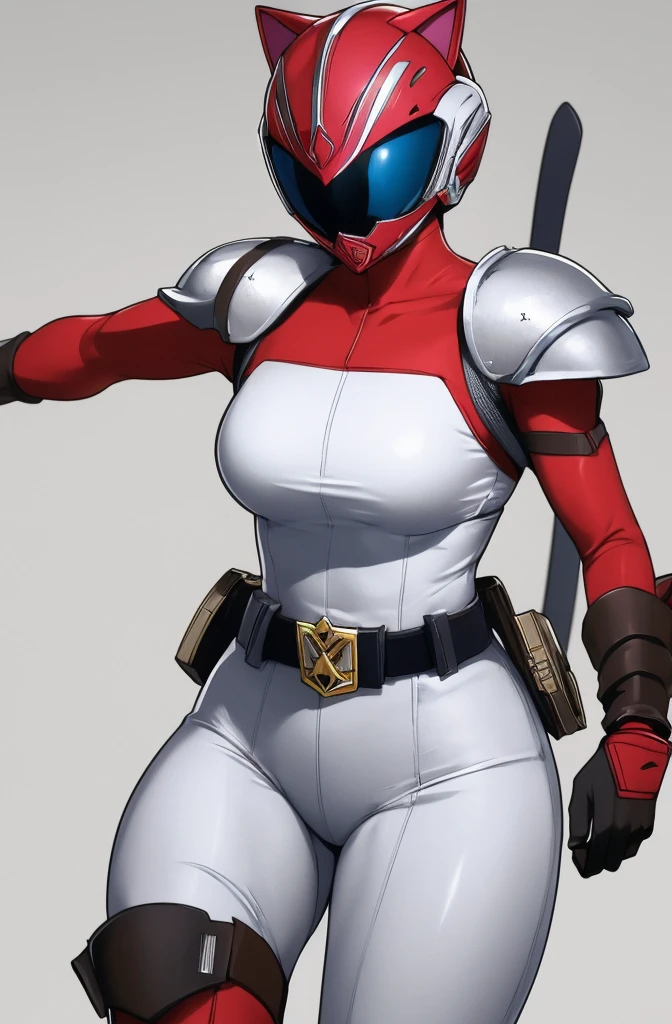 masterpiece,best quality, masterpiece, high detail,hip lines,ambient occlusion,crisp image,detailed,amazing,8k,8k wallpaper,8k background,high res, (illustration),(comic style),((cowboy shot)),(running),(battlefield background) ((solo)), (white power ranger), armor,helmet,bodysuit,belt,gloves,mask,boots, 1girl, power ranger, woman, medium breasts, cat ears, full white color