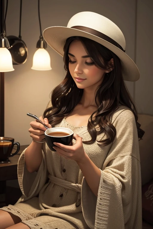 a beauty having a nice hot cup of Mushroom infused Arabica coffee while getting ready for bed?