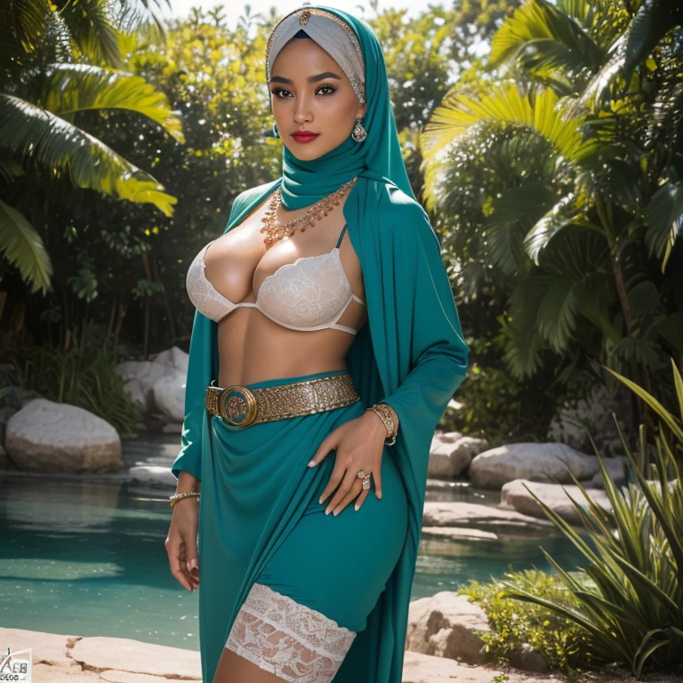 Malaysian girl ,malay, The whole body consists of a young girl with hijab, Eye makeup, 21yo, Cat ears, Soft lighting, Solo, Wear shabby clothes, Dirty, Tattered futuristic bikini, Cat's paw badge, Pose, spot color, rendering by octane, Ultra-realistic intricate details, Cinematic, 8K resolution, 70mm, emphasis lighting, Global illumination, Full body portrait, clean detailed faces, Complex clothing, Cute face, (((wearing a Sexy belt design by LV))) bride very fit physique (38D breast:1.3) , (((Woman with hijab style, hijab prostitute)), (lace stockings), (((Wearing: diamond necklace and earrings))). RAW photo, full sharp, detailed face (high detailed skin:1.2), 8k uhd, dslr, soft lighting, high quality, film grain, Fujifilm XT3, (extremely beautiful face, sexy lips, beautiful red lips, Clear eyes, beautiful eyes), (big green eyes), pretty girl, face forward, intricate detail face, ((ultra detailed skin)) (skin texture, film grain), Detailed beautiful face, natural tpose, natural facial expression, (((Straight breasts))), Surreal full-body figure, Beautiful and delicate body and face, gorgeous figure, ssmile, Titillating,Surreal full-body figure,Beautiful and detailed body and face, Super vista, White skin of the, vivd colour,🔥8k, masterpiece, RAW photo, best quality, (18k detail:1.2), photorealistic, extremely, deep shadow, earrings, bracelets, necklace,