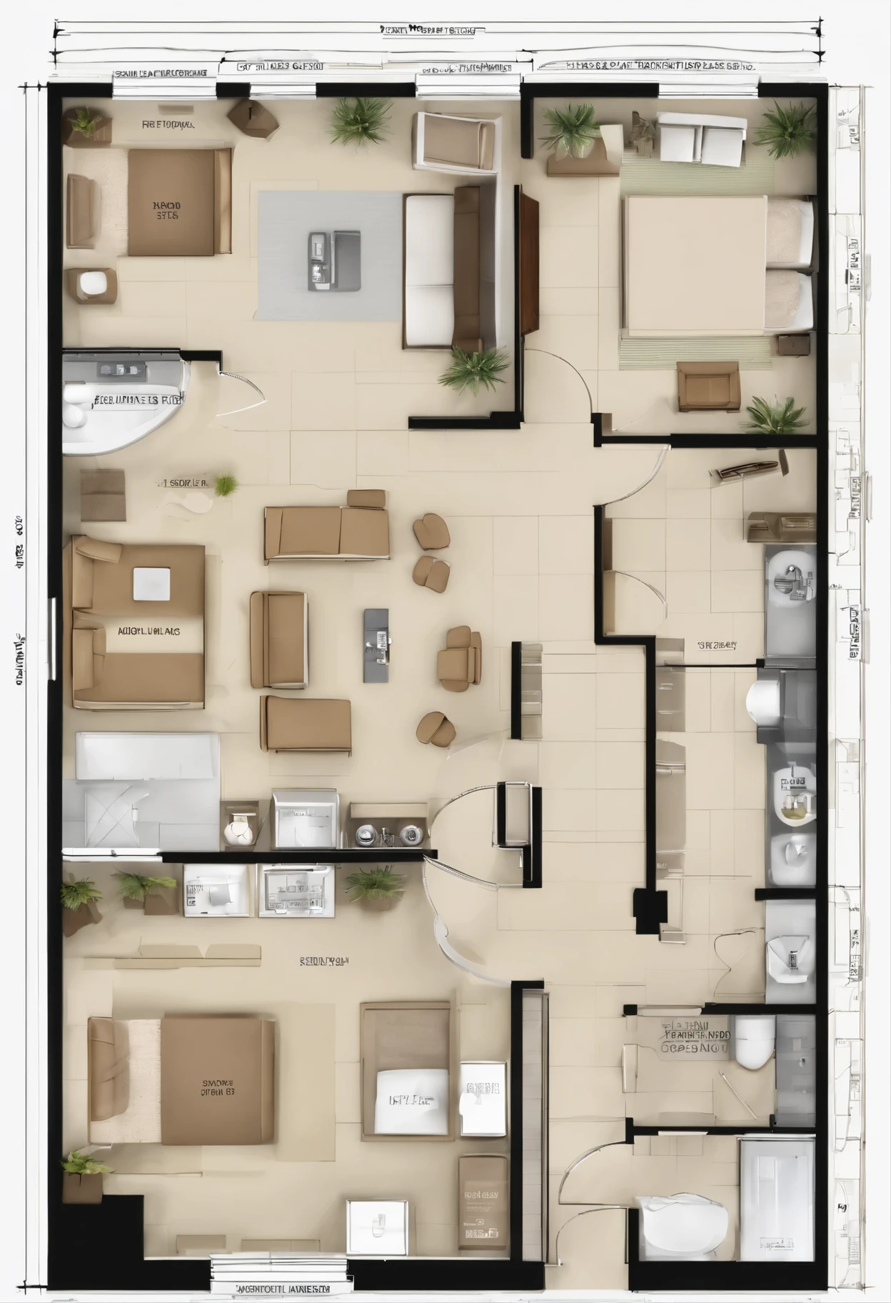 Create a floorplan of studio for architectural 3d modeling office with shows desktop computer numbers of 5 like in the office then make the interior walls minimalist 