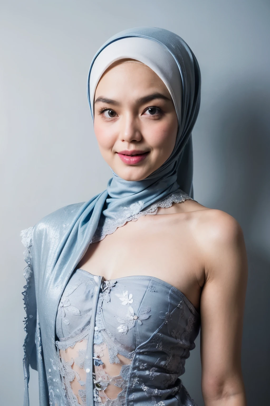 ((FLAT CHEST:1.8)), ((Lace)), (Happy smile), (((HIJAB MALAY GIRL))), masutepiece, High quality, UHD 32K, Realistic face, Realistic skin feeling , A Japanese Lady, 58 years old matured lady, , Very cute and baby-like face, (((FLAT CHEST))), (Night time at forest), ((look In front at the camera and SADNESS)), (((WHITE FLUORESCENT))), (((CUTE GIRL))), ((LIGHT BLUE FLUORESCENT LIPS)), ((Floral Pattern)) little wearing strapless bra, strapless colorful bra, dark night background , black forest night, horror scary place, (from behind up) seductive pose, naked naked