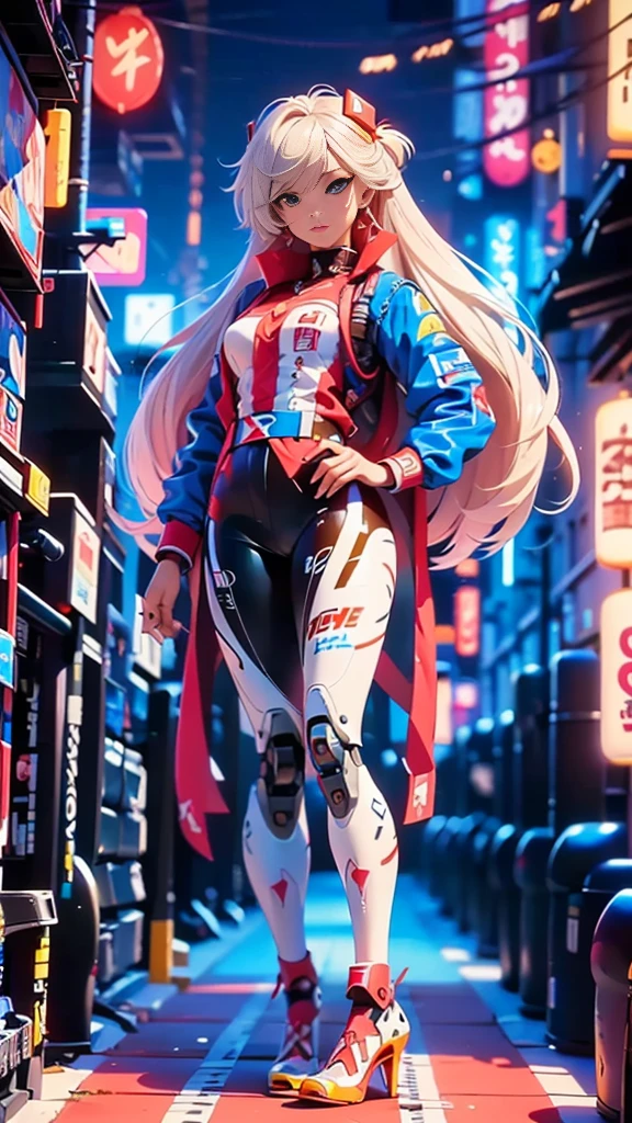 (La Best quality,a high resolution,Ultra - details,valid), (Racing doll Soryu Asuka Langley with long pink hair and (blue jacket:1.4) ,(formula 1 racing fund), (silver pants, animated barbie doll), (anime blonde with long hair), (Sugar Langley in Soryu style:1.4) ,(cabello azul Soryu Asuka Langley Blanco :1.4), (Tokyo alley background :1.4), (3d anime style, Anime VTuber Full Body Model, ilya kuvshinov con pelo largo), (Anime girl with long pink hair), (emerging figure on parade, render of a cute 3D anime girl), (More detailed 8K.Unreal engine:1.4,HD,La Best quality:1.4, photorealistic:1.4, skin texture:1.4, masterpiece:1.8,masterpiece), (Best quality,Объект Object), (detailed facial features:1.3),(Correct proportions),(beautiful blue eyes), (Cowboy pose), (Vcenera station laboratory in Japan :1.4), ,( Cyberpunk 2.1), (kawaii in white style :1.4), (fingers detail:1.4), (perfect anatomy 2.1 ), (Soryu Asuka Langley Blanco :1.4), (White transparent latex cyborg robot:1.4),( Formula 1 racing :1.4), (night night :1.4)