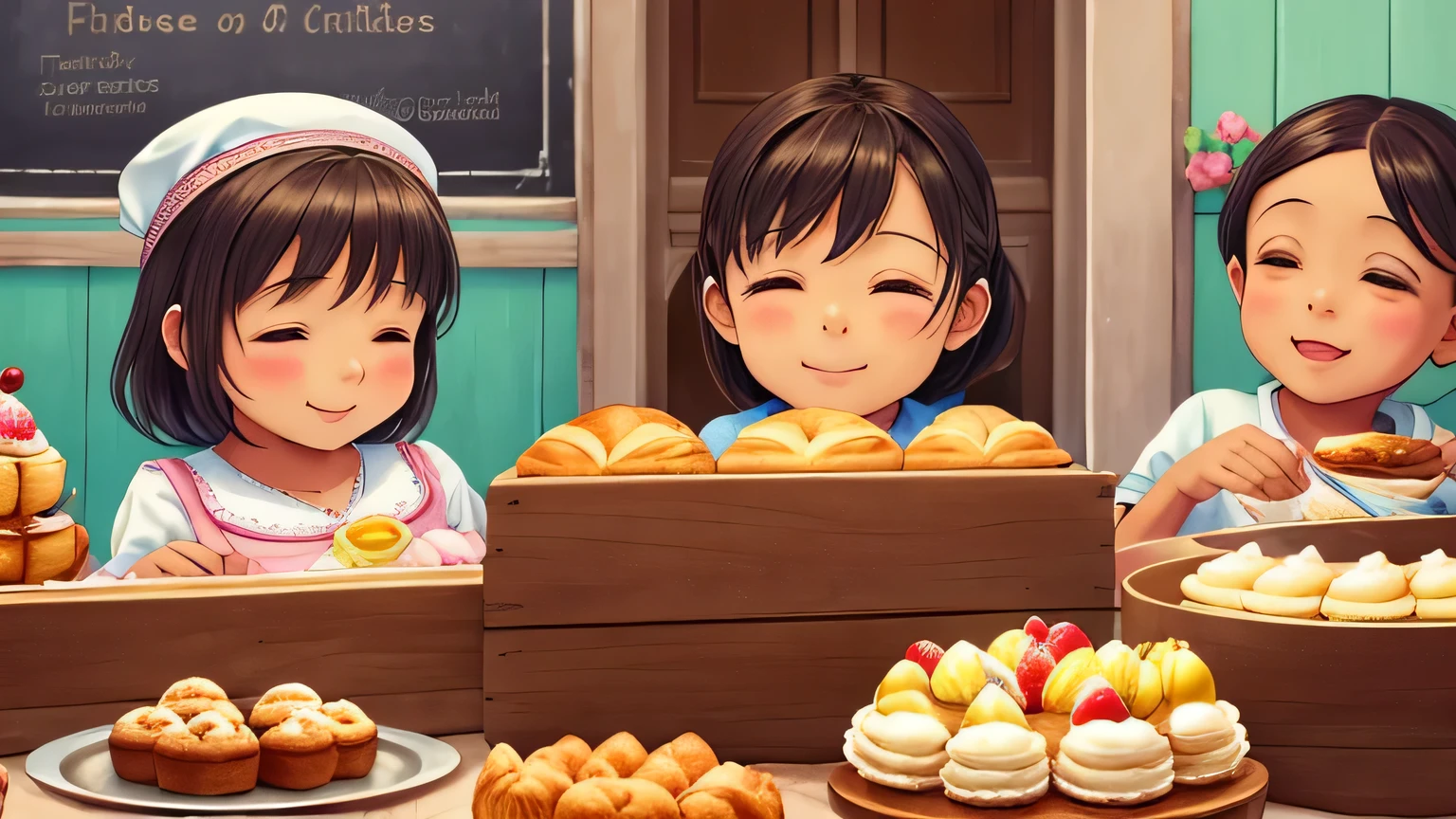 "The aroma of freshly baked cakes and pastries fills the air at the orphanage, as kind-hearted donors bring joy to the children's lives. Show the beauty of this act of kindness through your unique and creative illustration