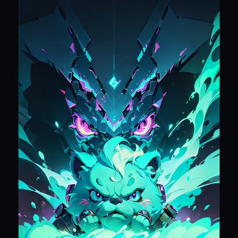 Urso warrior, slimes, league of legends splashart, dark street, pulsing energy, ability image, avatar image ((Trigger studio style, graffiti art, rock punk, cubo neon colors))), 5:2