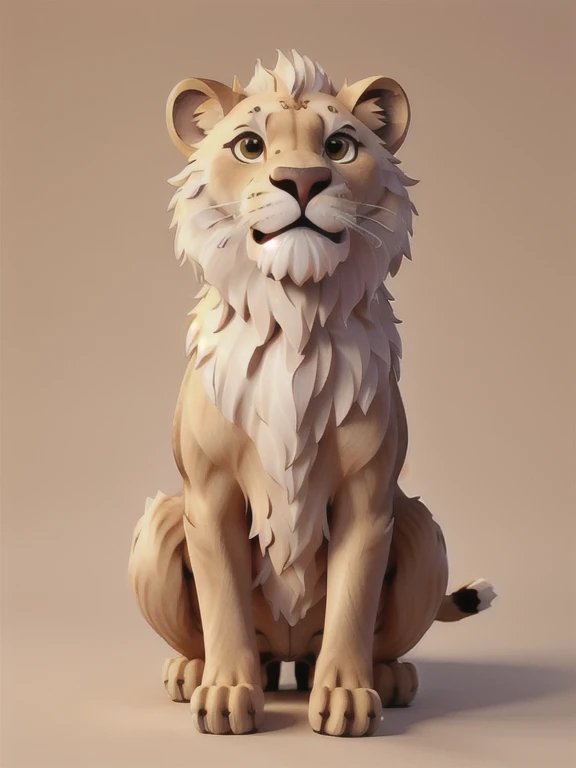 masterpiece, high quality, Lion, 3D paper sculpture,Facing forward,whole body