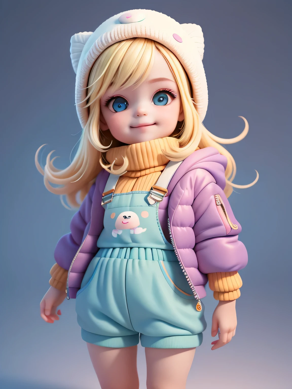 (masterpiece), (better quality), (ultra detailed), (Whole body: 1.2) girl photographer, smartphone in hand, photographing the natural landscape, beautiful and cute baby, neon theme, blonde, hood, colorful sweatshirt, Knitted overalls, trousers, jacket, blouse, Clear smile, Whole body, :3, background in pastel colors , Colorful & Simple.
