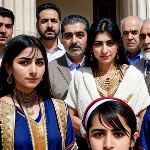 group of assyrians focus on face.