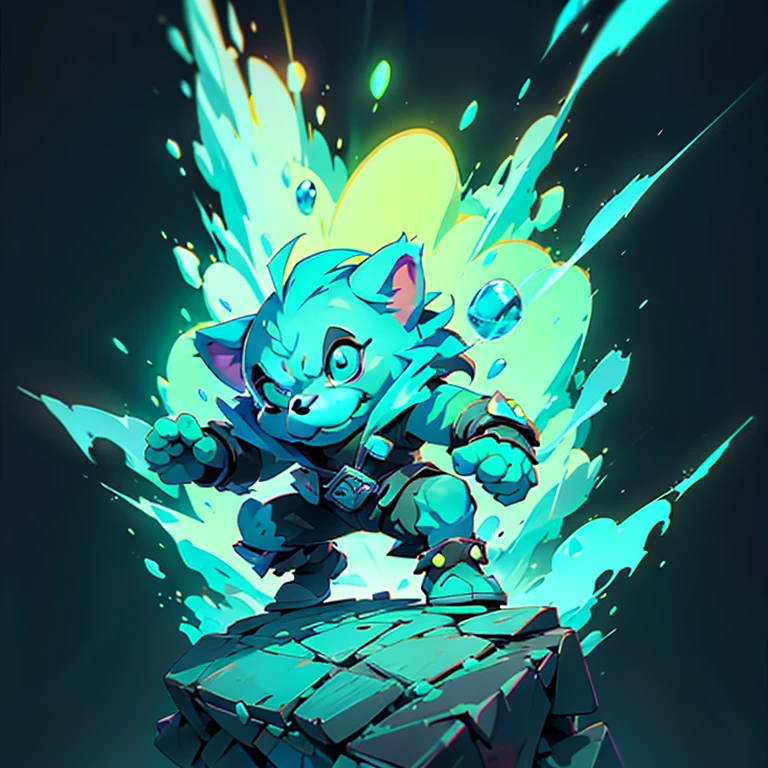 Urso warrior, slimes, league of legends splashart, dark street, pulsing energy, ability image, avatar image ((Trigger studio style, graffiti art, rock punk, cubo neon colors))), 5:2