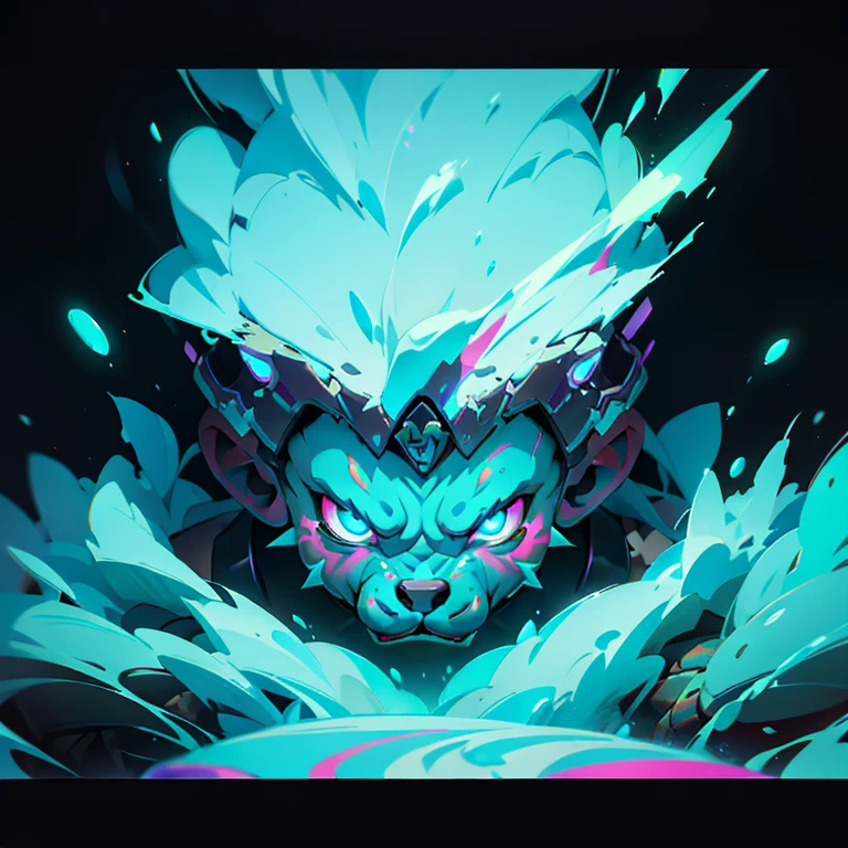 Urso warrior, slimes, league of legends splashart, dark street, pulsing energy, ability image, avatar image ((Trigger studio style, graffiti art, rock punk, cubo neon colors))), 5:2