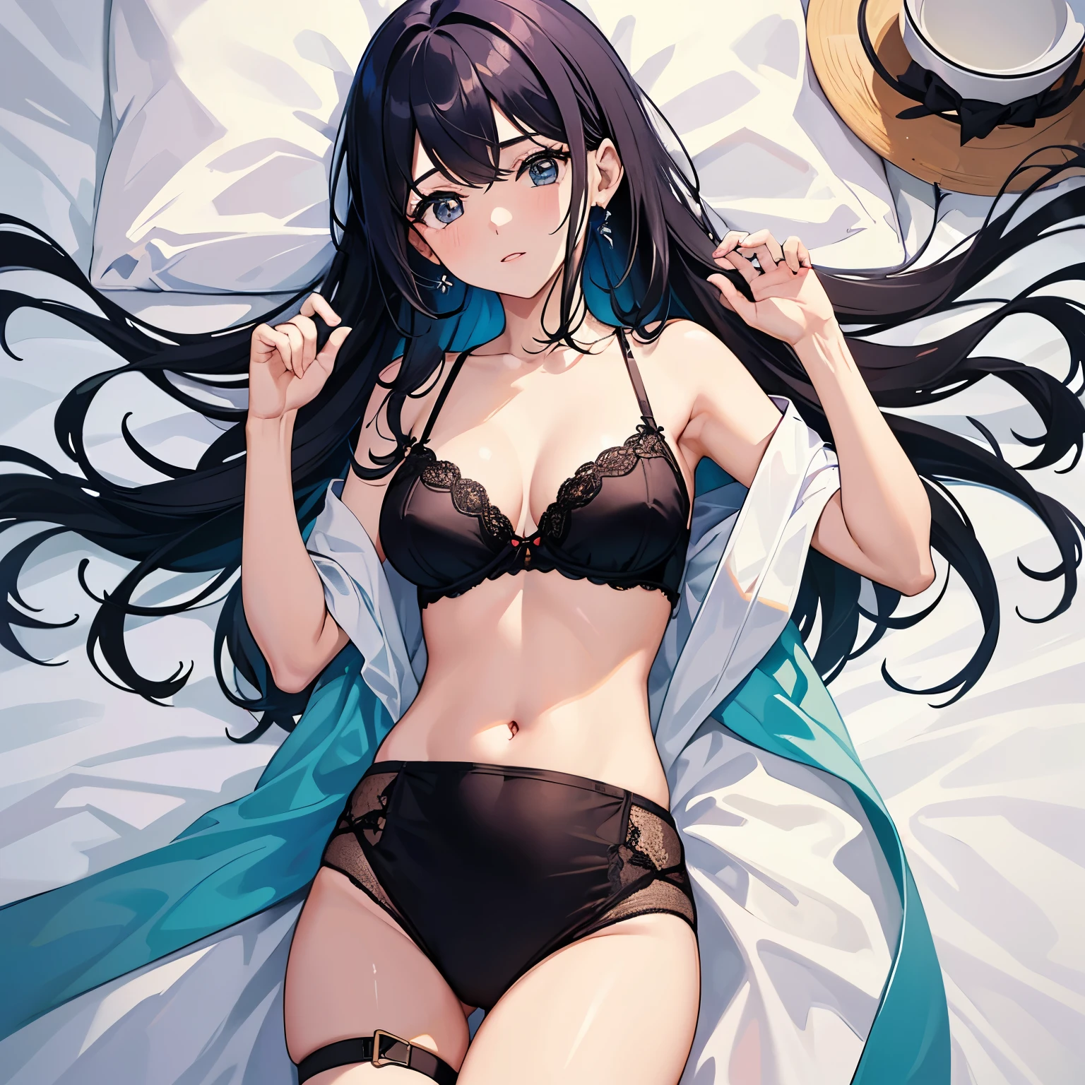 (melhor qualidade:1.2, realista, ultra-detalhado), jovem linda mulher, levantando a saia e revelando a calcinha, vestindo uma mini-saia, Vestindo uma saia curta, retrato sedutor, Open shirt showing the bra