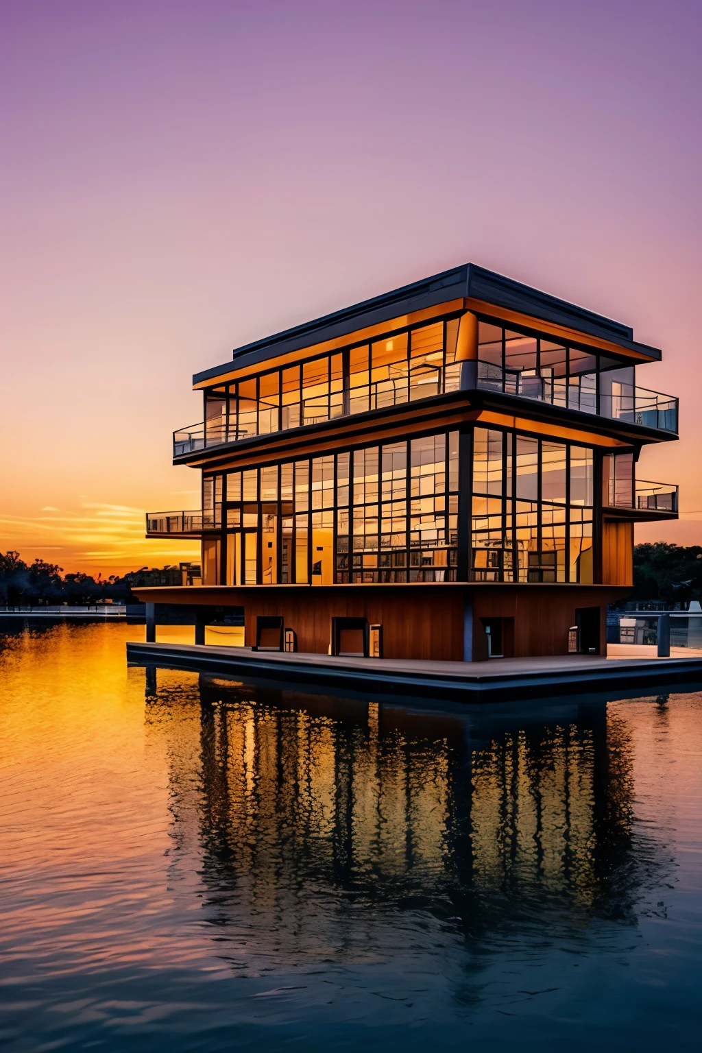 magical library floating in the sky on a sunset