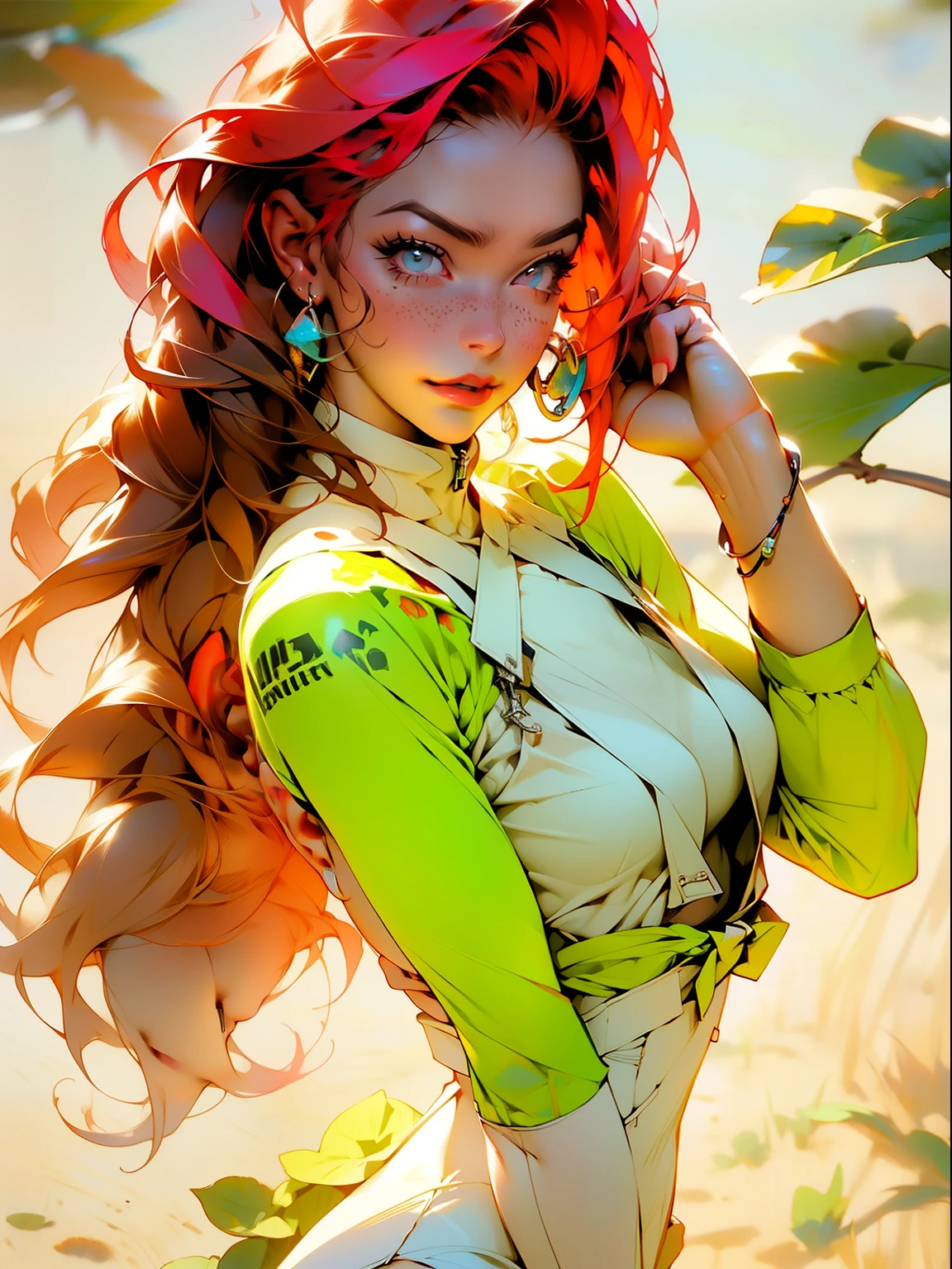 ((melhor qualidade)), ((obra de arte)), (detalhado: 1.4), (absurdo), corpo inteiro, melhor qualidade, foto, 16K, (fotorealistic: 1.2), cinematic lighting, Mulher ruiva, bad girl, Poison Ivy 