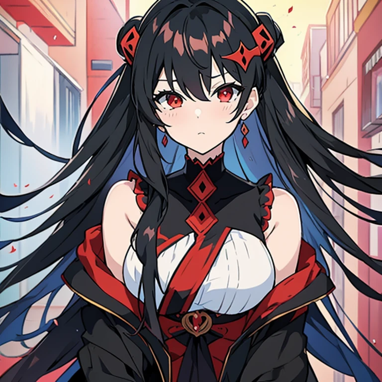 anime girl with black hair and red ears in a black dress, in an anime style, anime moe artstyle, in anime style, anime visual of a cute girl, 1 7 - year - old anime goth girl, anime style portrait, portrait of cute anime girl, anime style character, demon slayer rui fanart, , flat anime style, gapmoe yandere