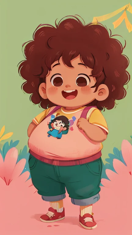 , lindo, happy chubby dark brown curly hair approximately 6 years old, autista sonriente 