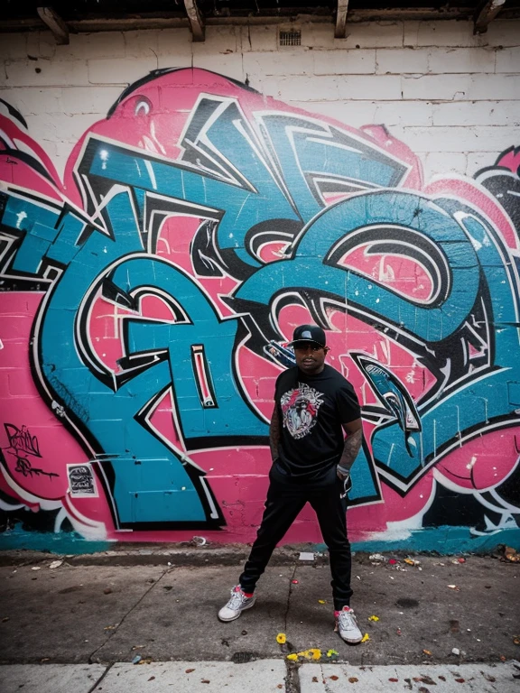 RUN DMC,south bronx hiphop, hip hop, wrap ,Graffiti art, against the backdrop of the city,(80's), (Boombox), Intricate details, Super detailed , Cinema Soft Light, Exposure Blending, Dynamic Range, front