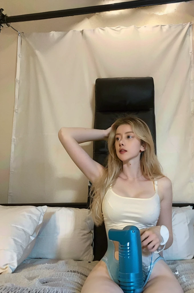 blue vibrator in hand, , sexual secretion, Ahegao, Yuradev, Solitary