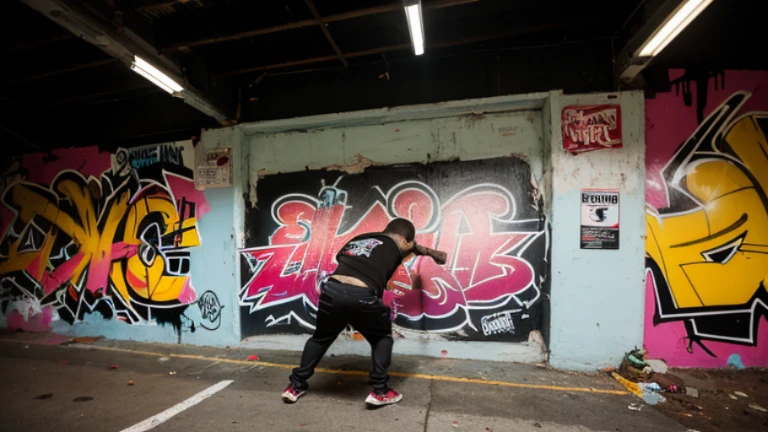 One man,south bronx hiphop, hip hop, wrap ,Graffiti art,(Spray can), against the backdrop of the city,(80's), (Boombox), Intricate details, Super detailed , Cinema Soft Light, Exposure Blending, Dynamic Range, front
