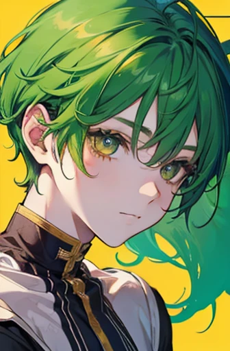 cute　boy　youth　Green Hair　Yellow Eyes