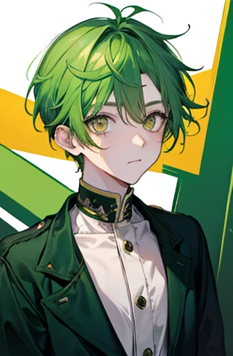cute　boy　youth　Green Hair　Yellow Eyes