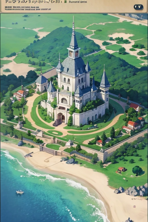 fantasy world, estilo isekai de anime, zona de comercio en la playa, estilo pixel art