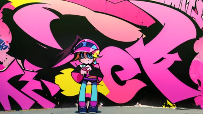 ((masterpiece, best quality)), 1girl, solo, Kiriko LeSserafim, upper body, short hair, brown eyes, multicolored hair, blue hair, yellow highlights, bangs, pink headwear, hair between eyes, (white off-shoulder shirt:1.5), ((gloves:1.5)), pointing to her face, fingerless gloves, hoop earrings, (white shirt:1.5), headphones around neck, thighhigh, white gloves, lace-up boots, boots, gloves, jacket around waist, thighhighs, breasts, headphones, standing, jewelry, bracelet, midriff, white crop top, cross-laced footwear single kneehigh, smile, earrings, jewelry, hat, looking at viewer, makeup, facepaint, facial mark, detached sleeves, lips, indoors, japanese house, hands on her face, portrait,