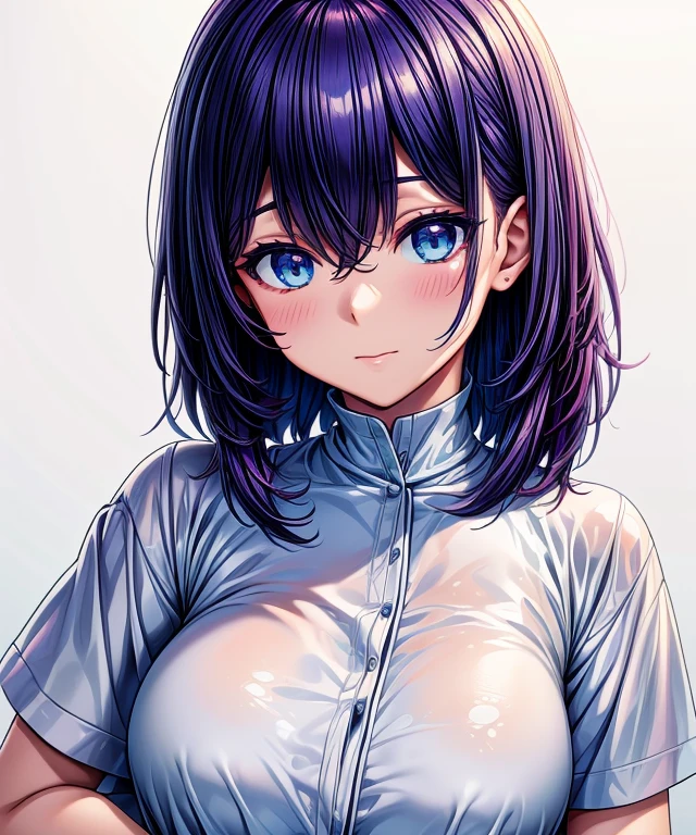 (masterpiece, best quality,:1.2), 1girl, (solo:1.3), upper body, white shirt, short sleeves, , (waifu, realistic, real life, exceptional, best aesthetic, new, newest, best quality, masterpiece:1.2), soft_lighting, soft_skin_tone, feminin_hair, (white background, simple background,:1.2),